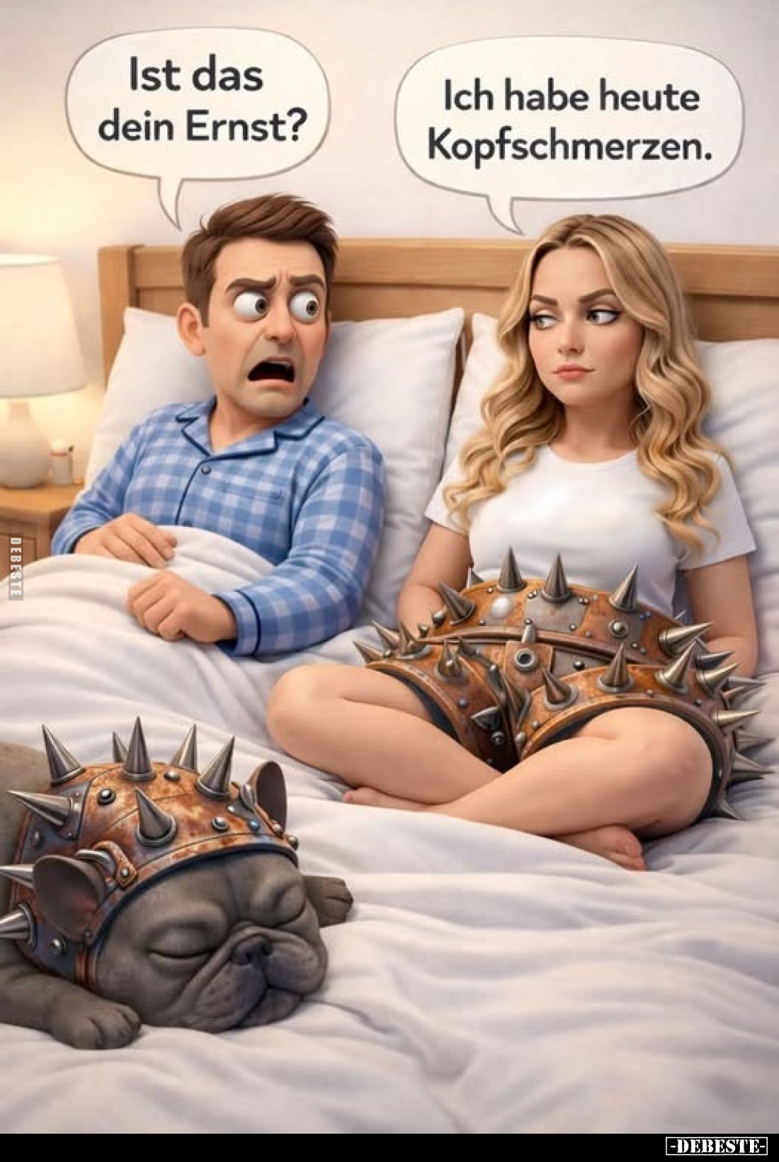 Ist das dein Ernst?
Ich habe heute Kopfschmerzen.