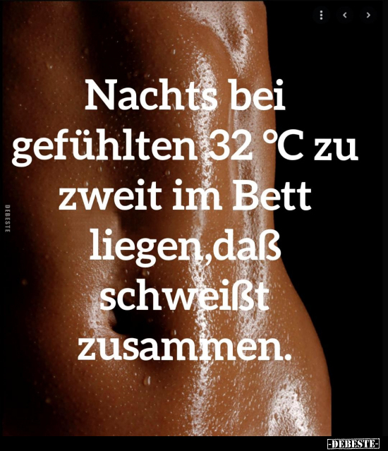 Nachts bei gefühlten: 32 °C zu zweit im Bett liegen, daß.. - Lustige Bilder | DEBESTE.de