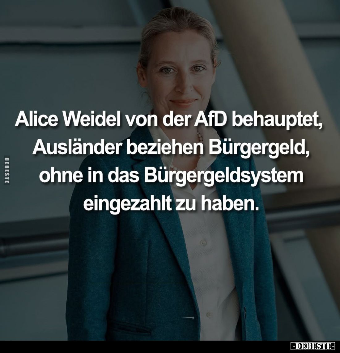 Alice Weidel von der AfD behauptet, Ausländer beziehen Bürgergeld, ohne in das Bürgergeldsystem eingezahlt zu haben.