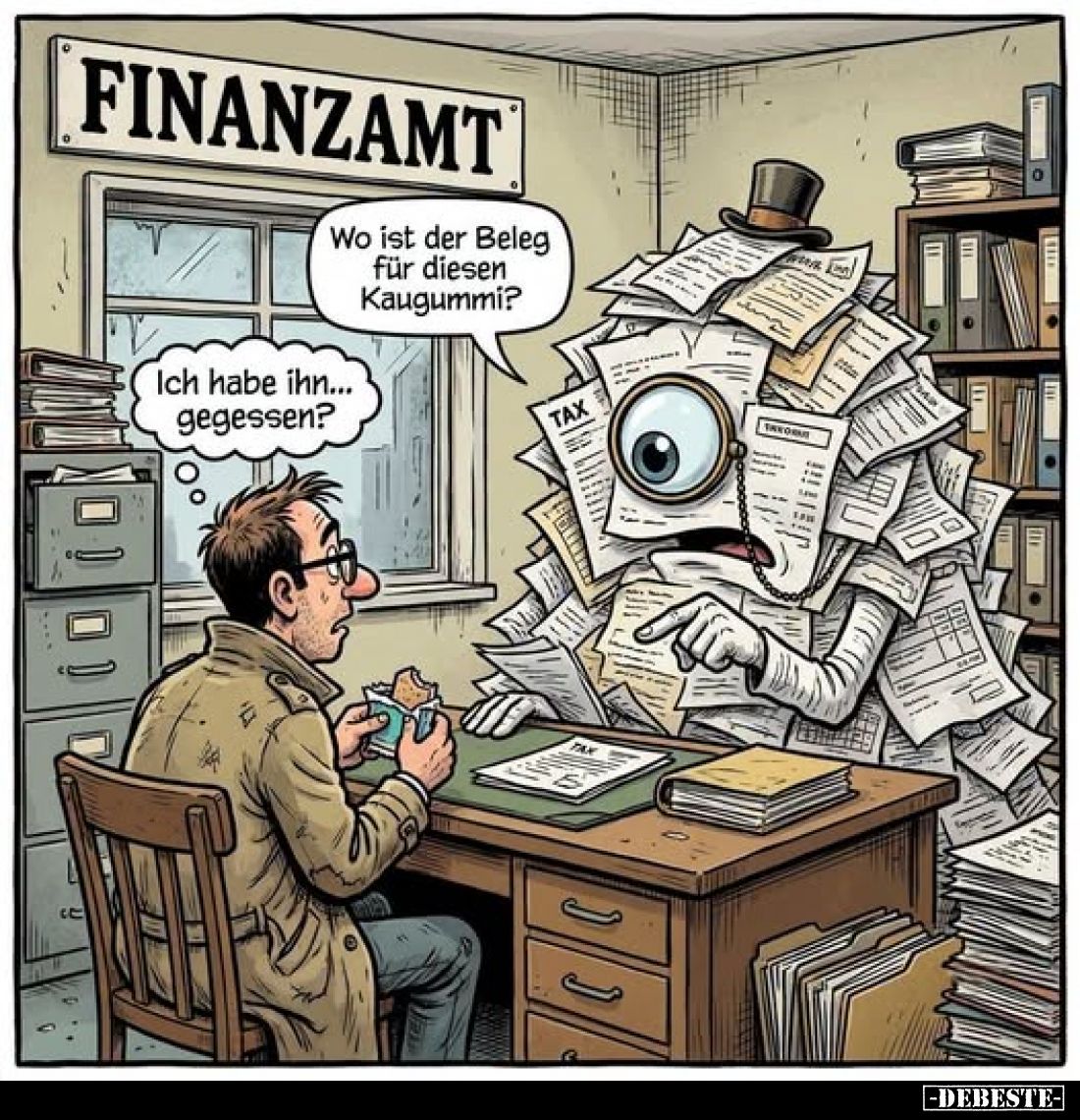 Wo ist der Beleg für diesen Kaugummi?
-
Ich habe ihn... gegessen?