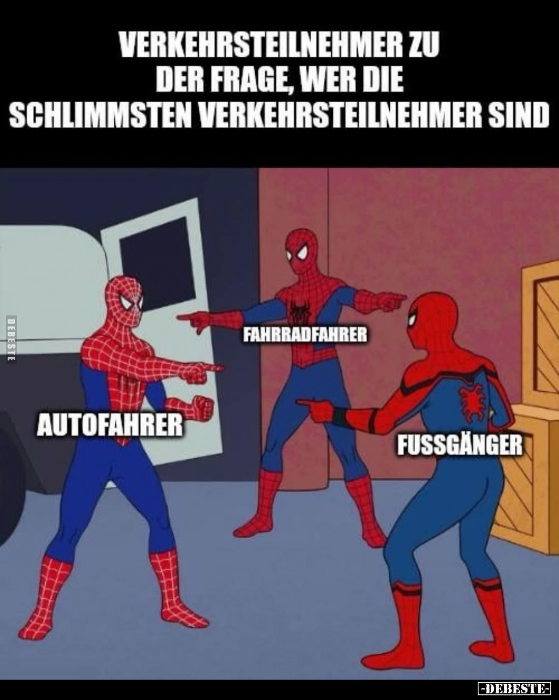 Verkehrsteilnehmer zu der Frage, wer die schlimmsten Verkehrsteilnehmer sind.