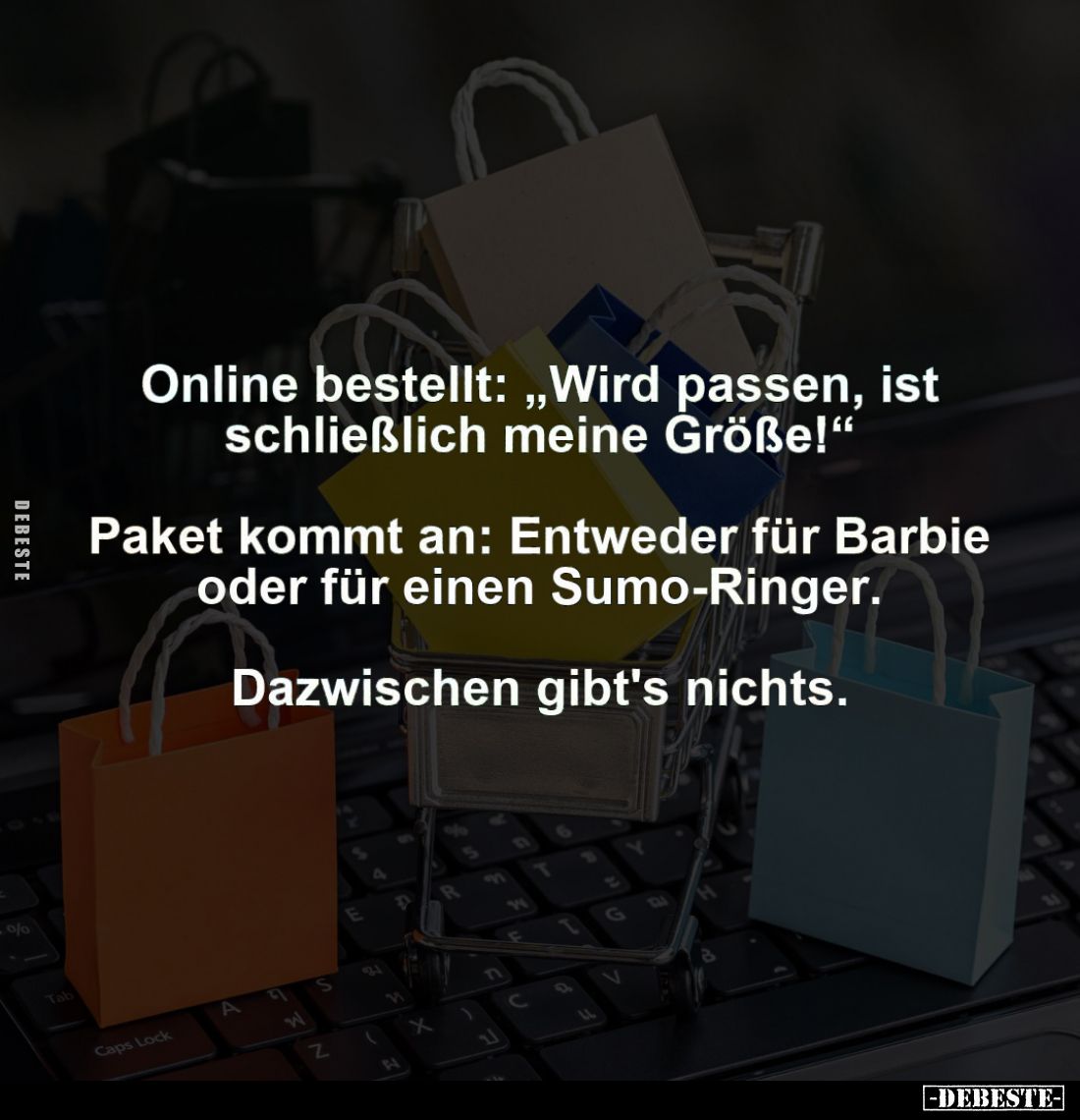 Online bestellt: "Wird passen, ist schließlich meine Größe!" -
Paket kommt an: Entweder für Barbie oder für einen ...