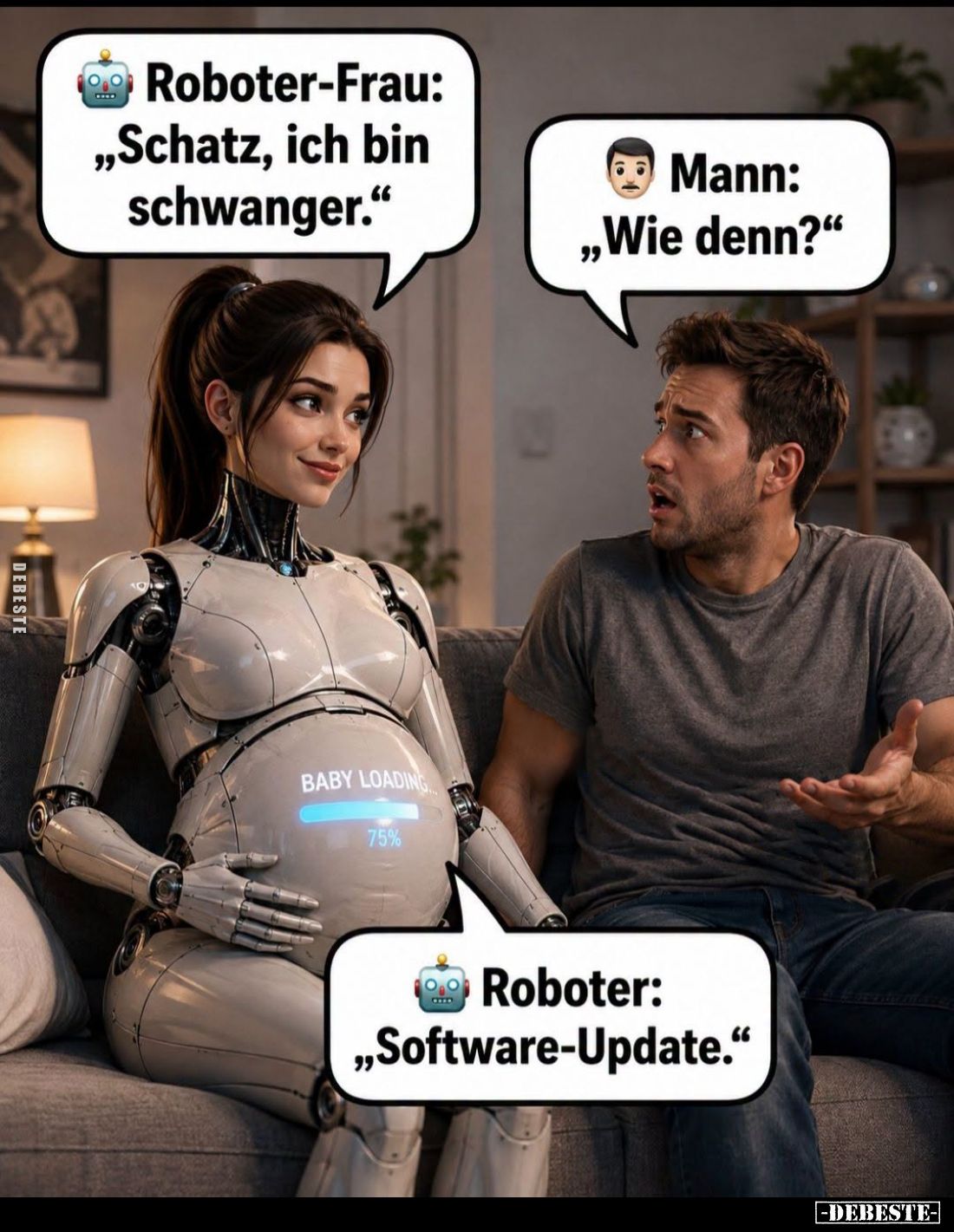 "Schatz, ich bin schwanger."
- "Wie denn?"
- "Software-Update."