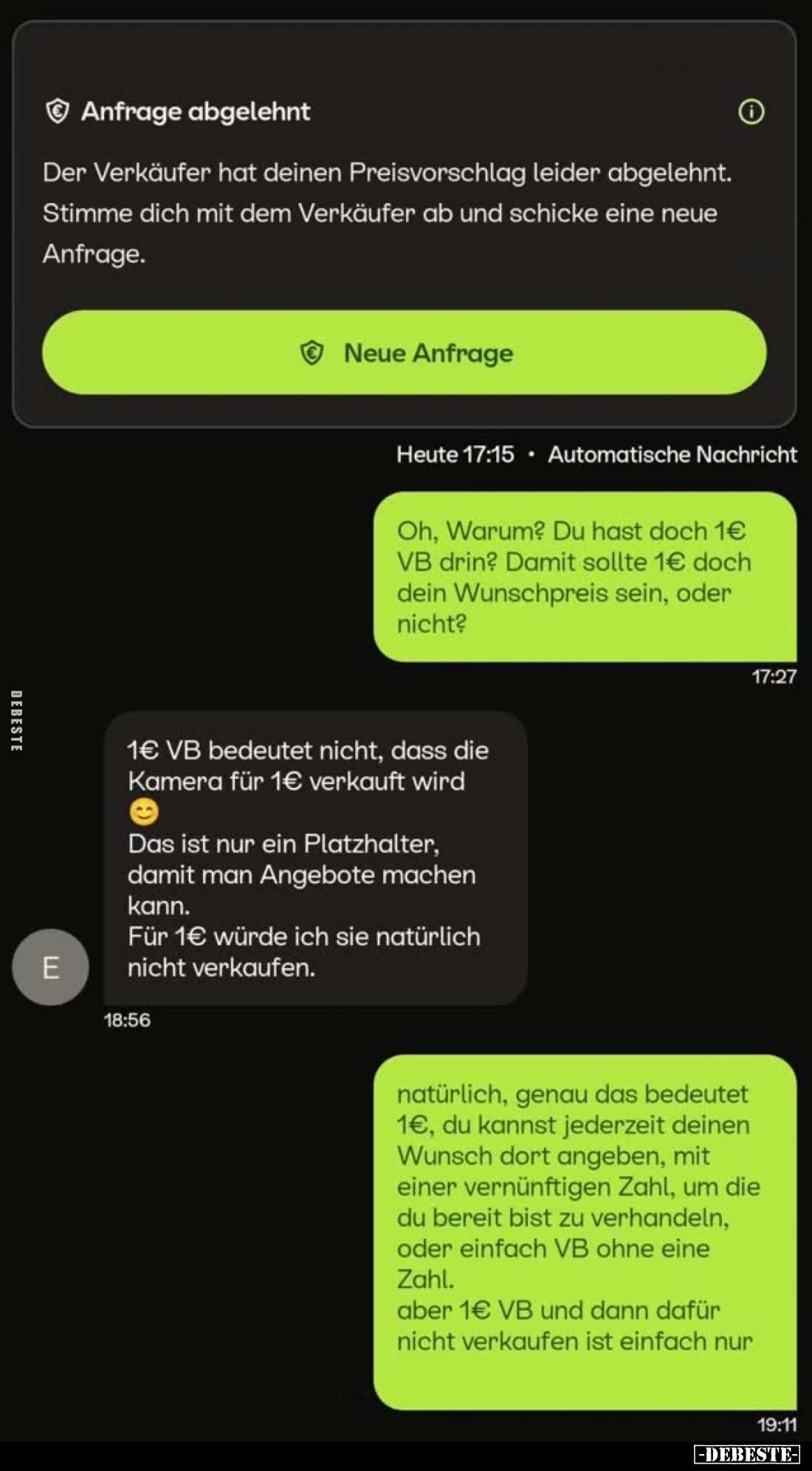 Anfrage abgelehnt
Der Verkäufer hat deinen Preisvorschlag leider abgelehnt. Stimme dich mit dem Verkäufer ab und schicke ein...