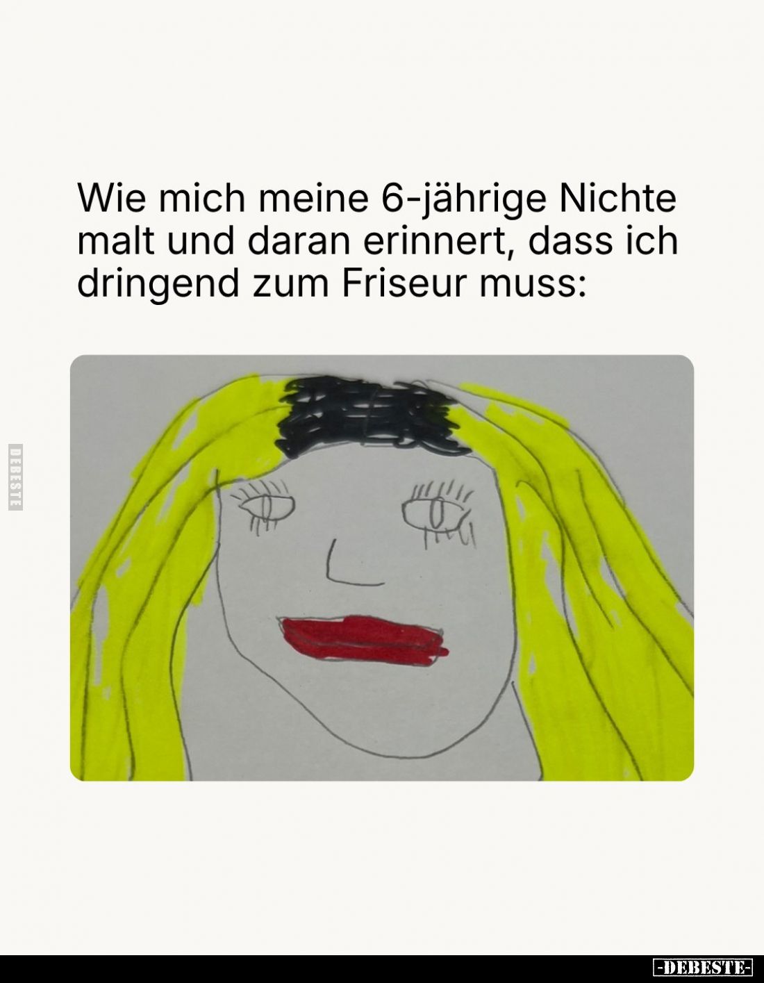 Wie mich meine 6-jährige Nichte malt und daran erinnert, dass ich dringend zum Friseur muss: