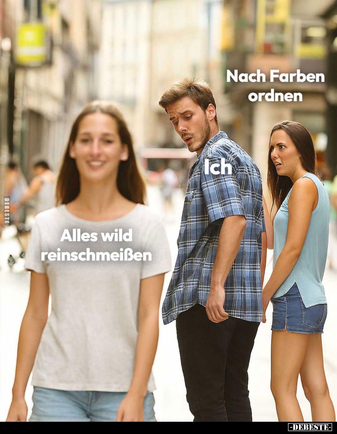 Nach Farben ordnen.
Alles wild reinschmeißen.