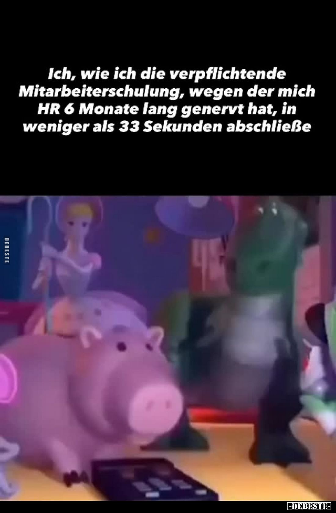 Ich, wie ich die verpflichtende Mitarbeiterschulung, wegen der mich HR 6 Monate lang genervt hat, in weniger als 33 Sekunden ...