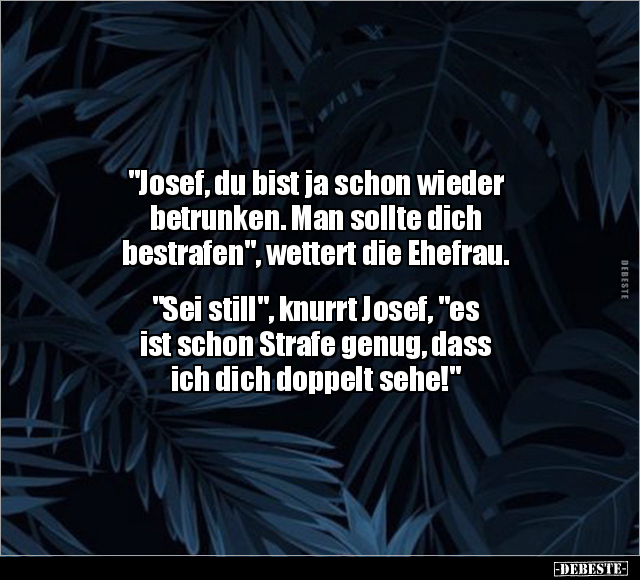 "Josef, du bist ja schon wieder betrunken.." - Lustige Bilder | DEBESTE.de