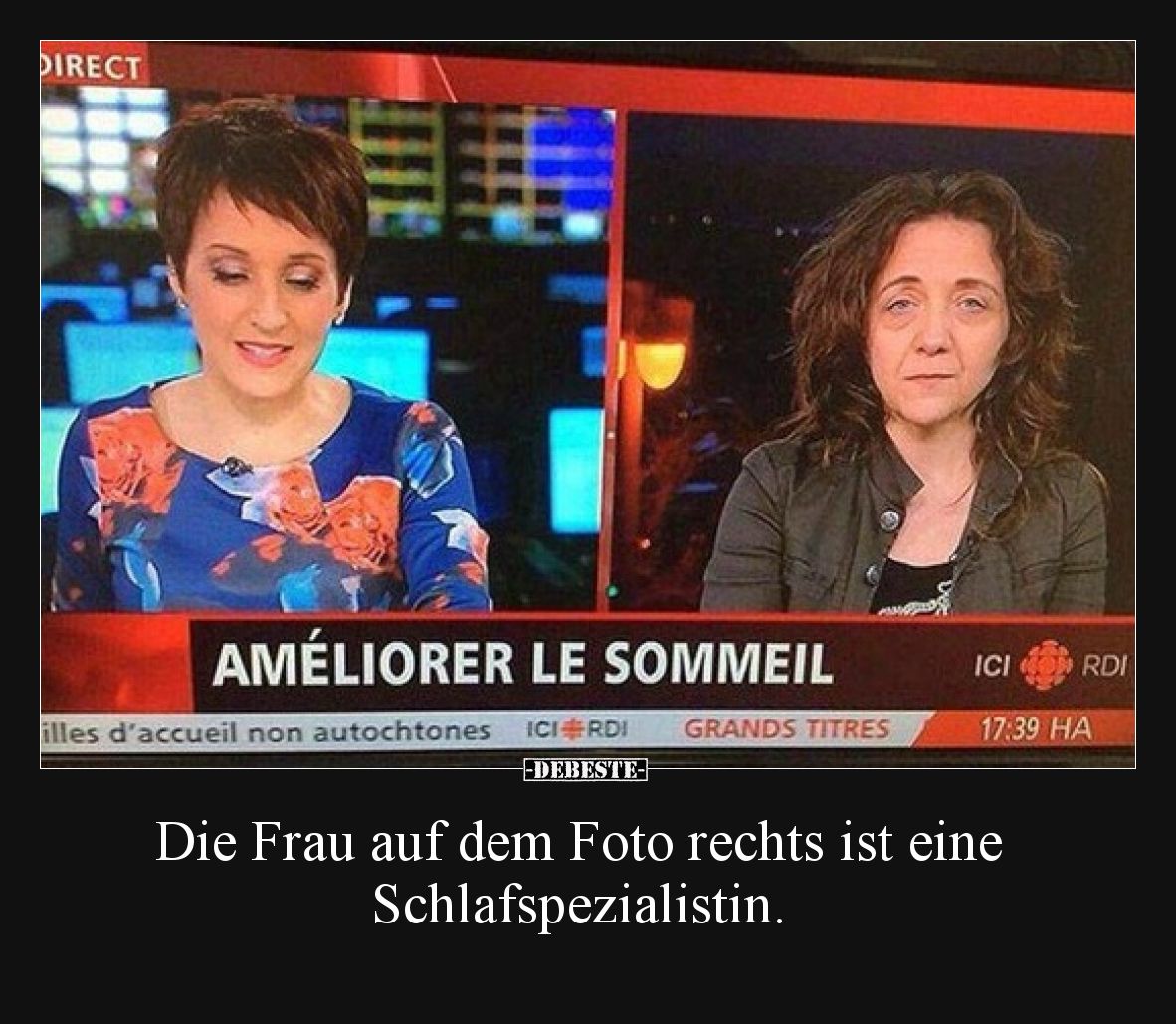 Die Frau auf dem Foto rechts ist eine Schlafspezialistin.