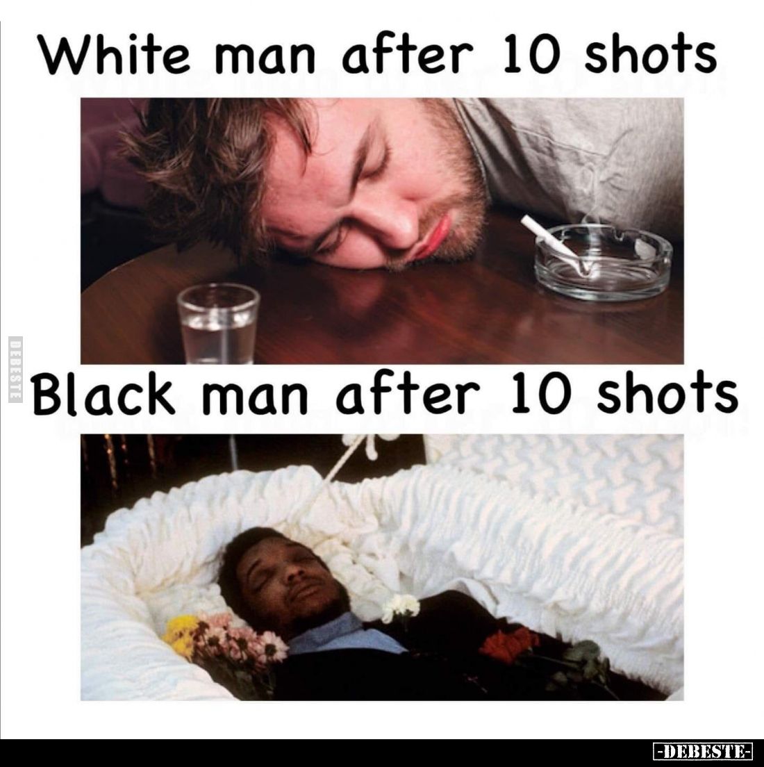 White man after 10 shots
 - 
Black man after 10 shots