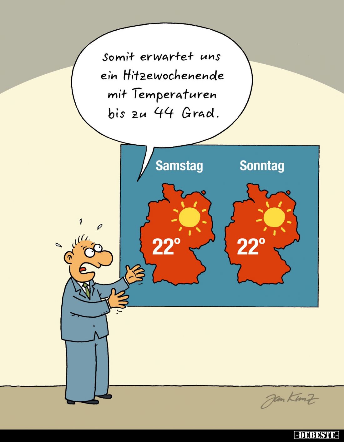 Somit erwartet uns ein Hitzewochenende mit Temperaturen bis zu 44 Grad.