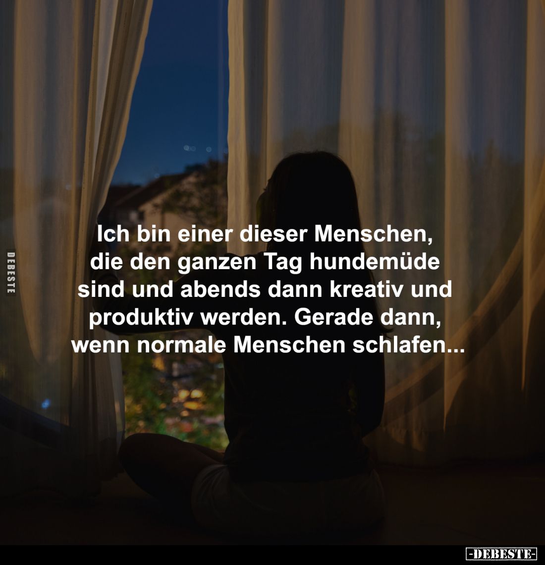 Ich bin einer dieser Menschen, 
die den ganzen Tag hundemüde 
sind und abends dann kreativ und 
produktiv werden. Gerade d...