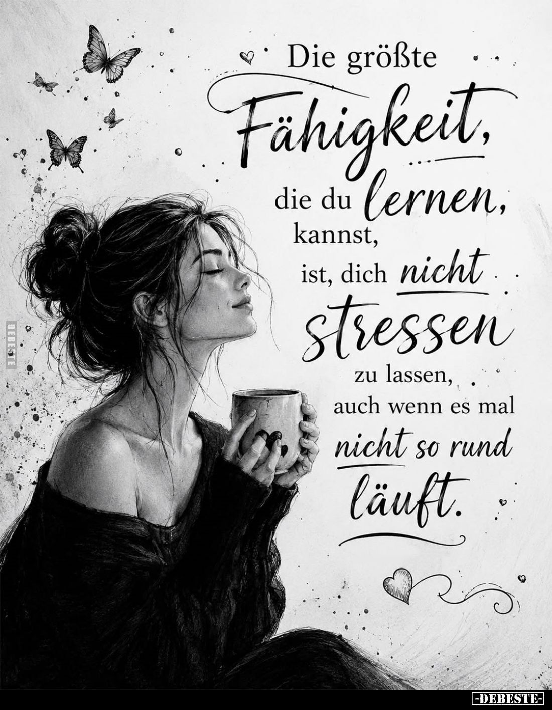 Die größte Fähigkeit, die du lernen, kannst, ist, dich nicht stressen zu lassen, auch wenn es mal nicht so rund läuft.