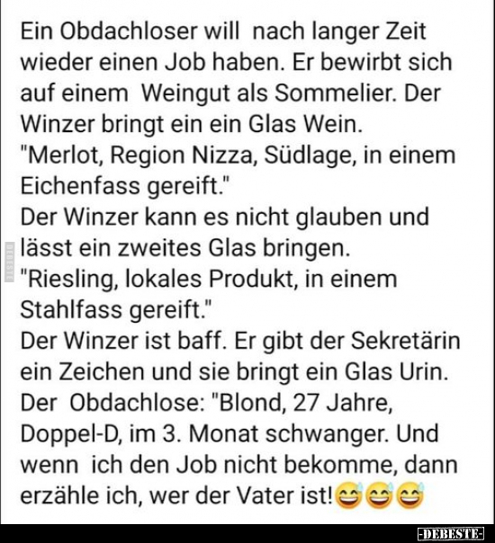 Ein Obdachloser will nach langer Zeit wieder einen Job.. - Lustige Bilder | DEBESTE.de