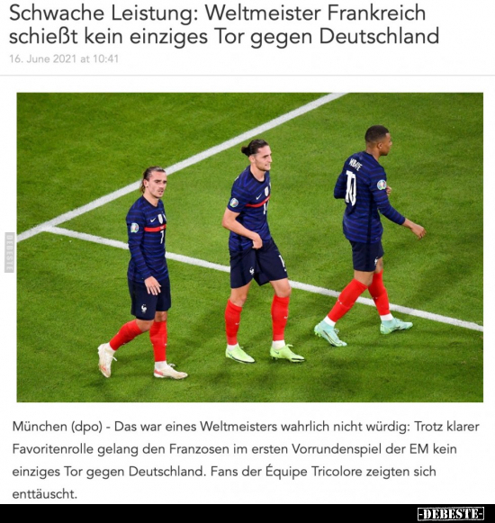 Schwache Leistung: Weltmeister Frankreich schießt kein.. - Lustige Bilder | DEBESTE.de