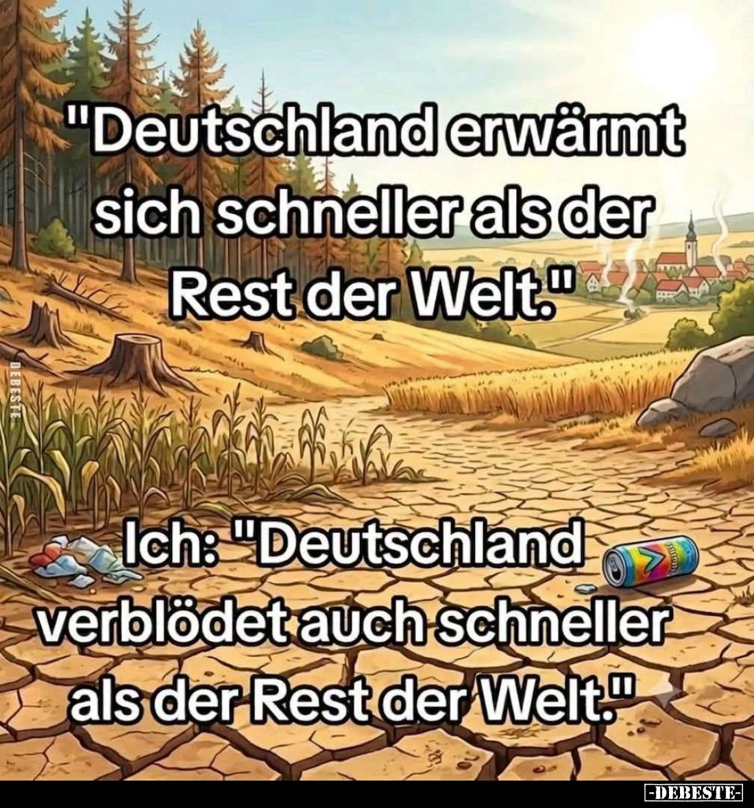 "Deutschland erwärmt sich schneller als der Rest der Welt."
Ich: "Deutschland verblödet auch schneller als de...