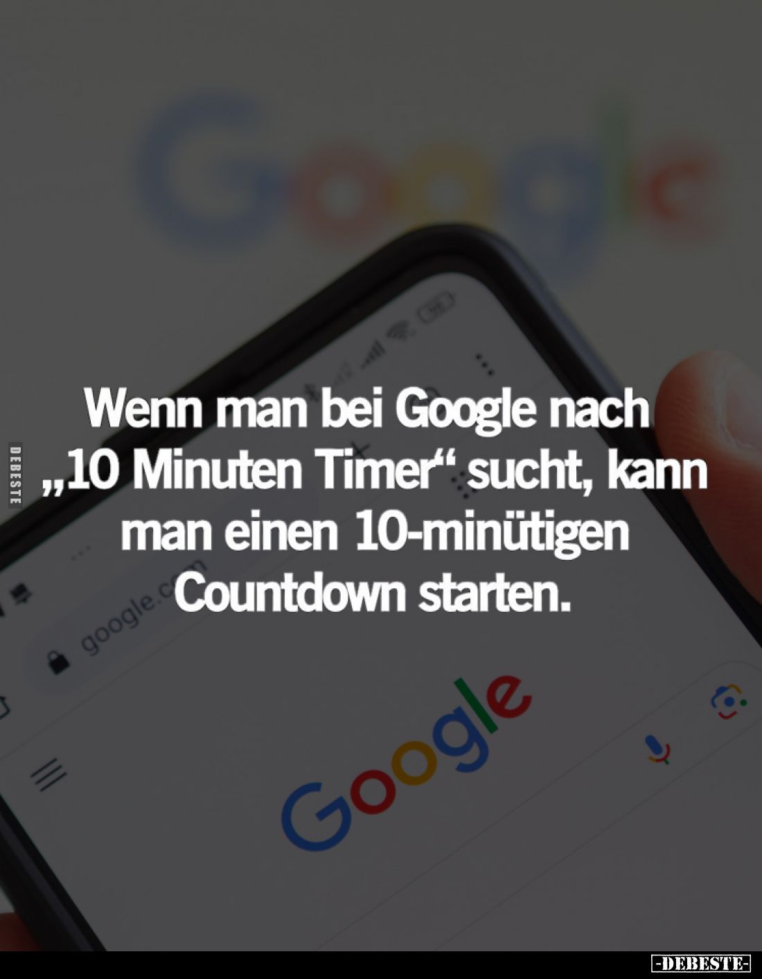 Wenn man bei Google nach "10 Minuten Timer" sucht, kann man einen 10-minütigen Countdown starten.