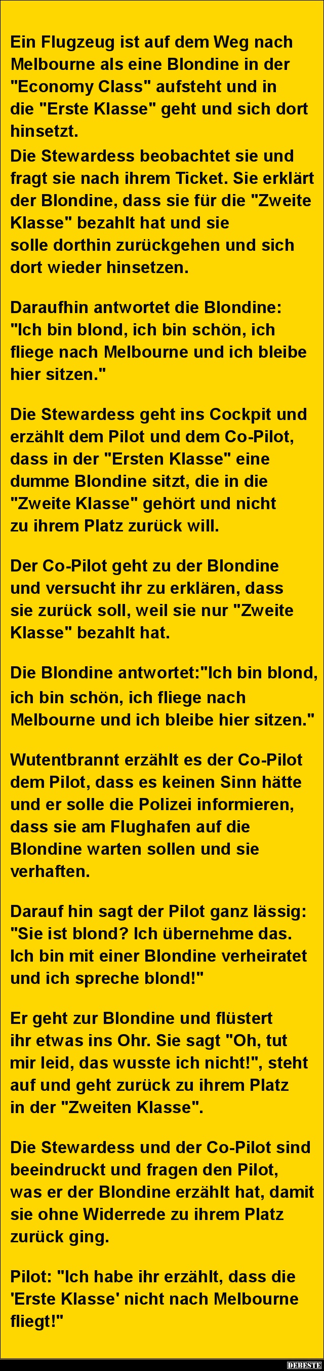 Ein Flugzeug ist auf dem Weg nach Melbourne als eine Blondine.. - Lustige Bilder | DEBESTE.de