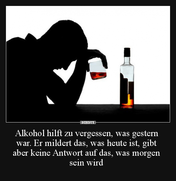 Alkohol hilft zu vergessen, was gestern war. Er mildert.. - Lustige Bilder | DEBESTE.de