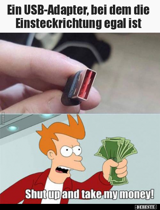 Ein USB-Adapter, bei dem die Einsteckrichtung egal ist..