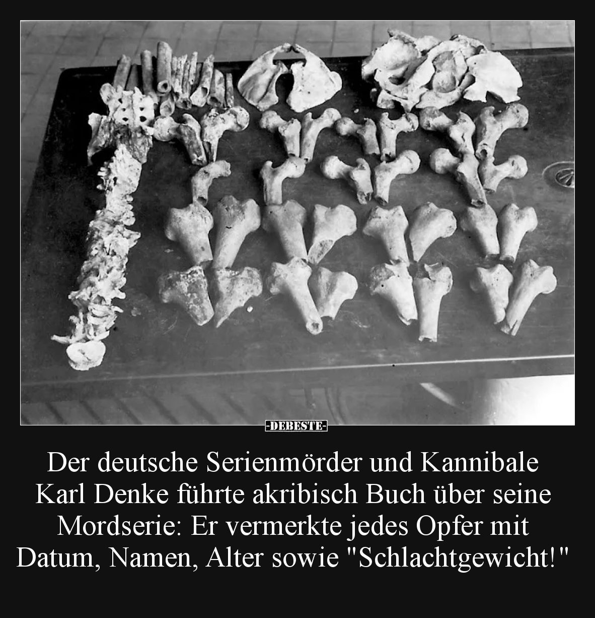 Der deutsche Serienmörder und Kannibale Karl Denke führte akribisch Buch über seine Mordserie: Er vermerkte jedes Opfer mit D...