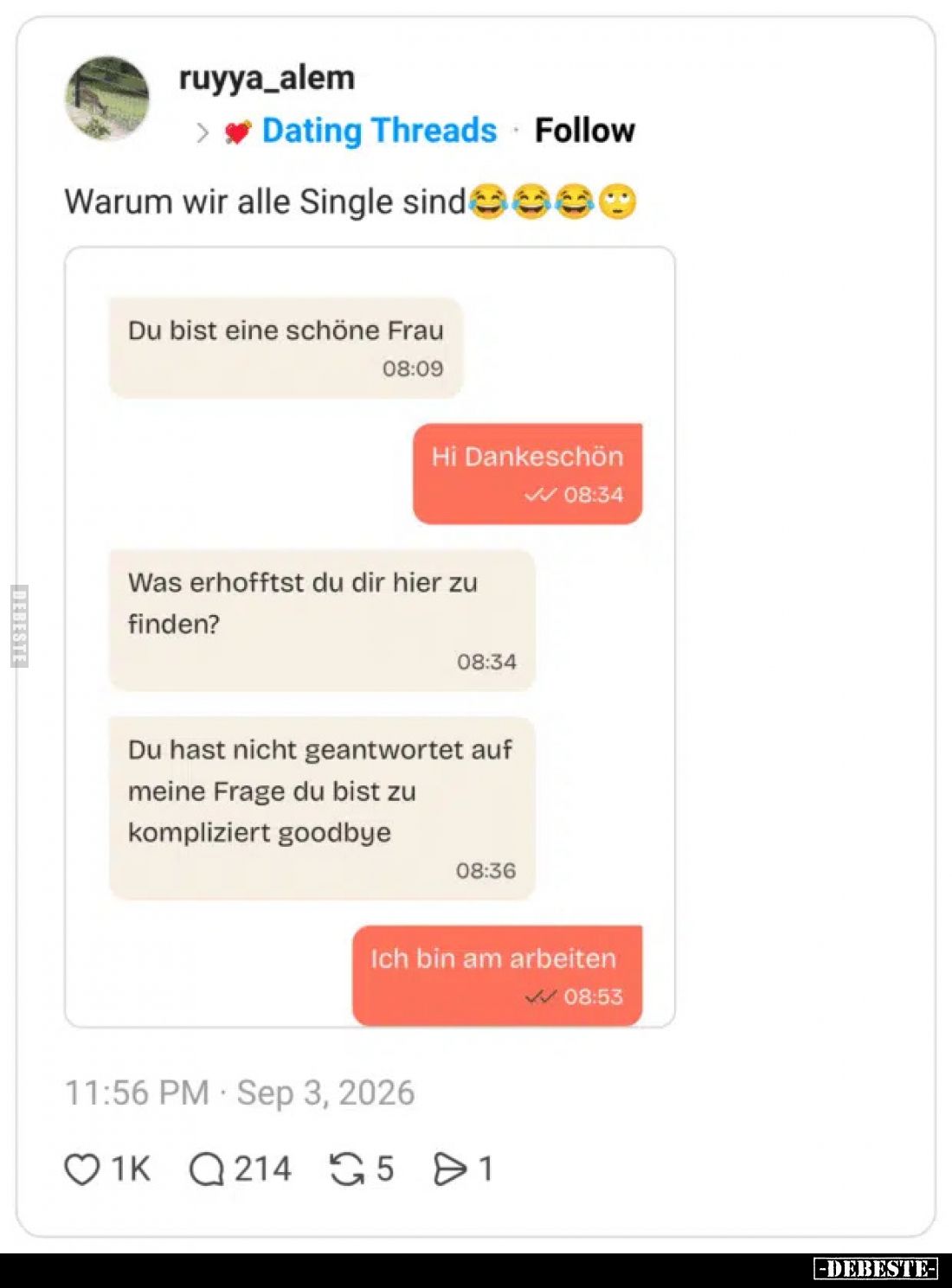 Warum wir alle Single sind

Du bist eine schöne Frau

Hi Dankeschön

Was erhoffst du dir hier zu finden?

Du hast nic...