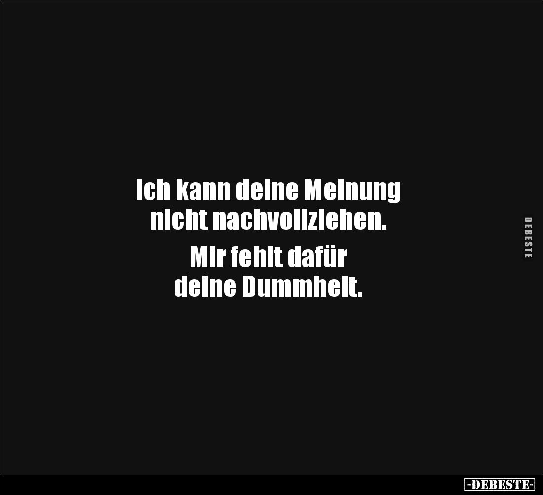 Ich kann deine Meinung 
nicht nachvollziehen. 

Mir fehlt dafür 
deine Dummheit.