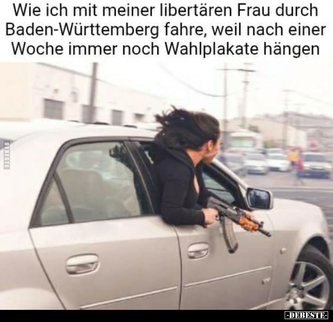 Wie ich mit meiner libertären Frau durch Baden-Württemberg fahre, weil nach einer Woche immer noch Wahlplakate hängen