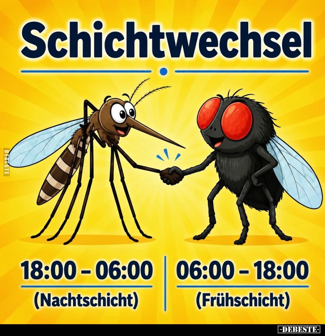 Schichtwechsel
-
18:00 - 06:00
(Nachtschicht)
-
06:00 - 18:00
(Frühschicht)