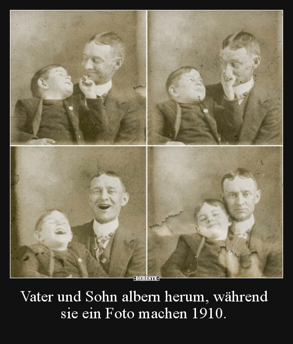 Vater und Sohn albern herum, während sie ein Foto machen.. - Lustige Bilder | DEBESTE.de