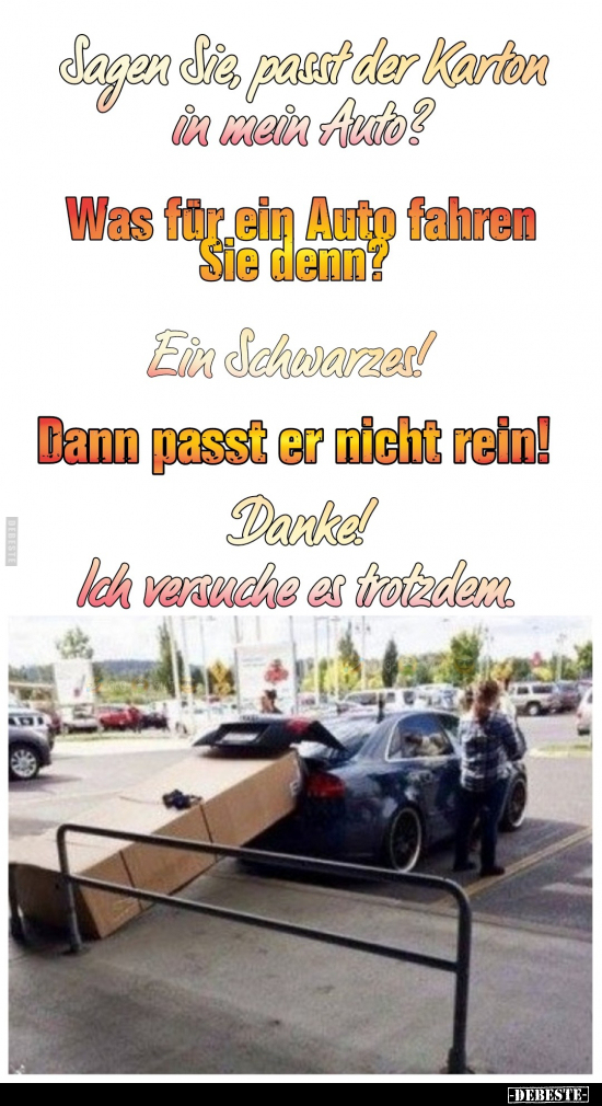 Sagen Sie, passt der Karton in mein Auto?.. - Lustige Bilder | DEBESTE.de