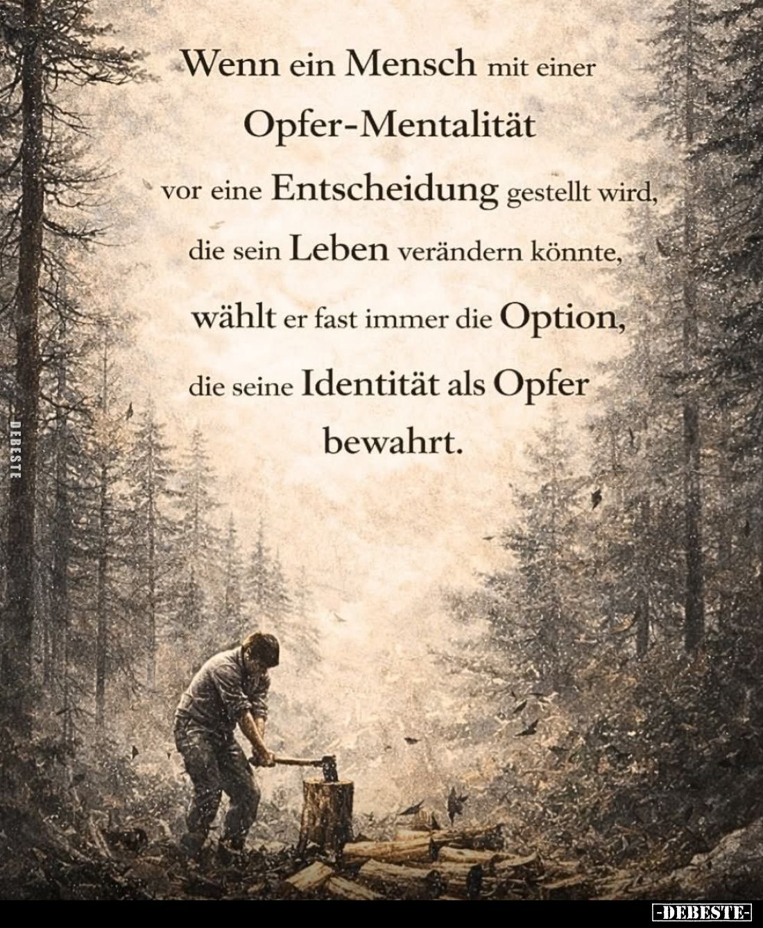 Wenn ein Mensch mit einer Opfer-Mentalität vor eine Entscheidung gestellt wird, die sein Leben verändern könnte, wählt er fas...