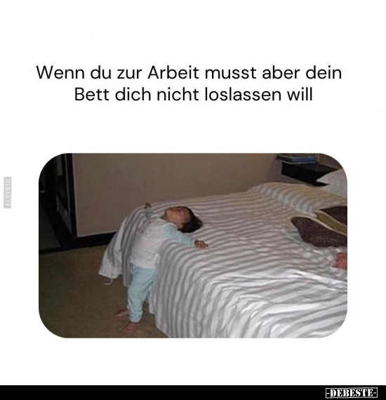 Wenn du zur Arbeit musst aber dein Bett dich nicht loslassen will.. - Lustige Bilder | DEBESTE.de