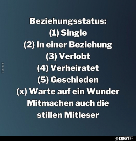 Beziehungsstatus: (1) Single (2) In einer Beziehung.. - Lustige Bilder | DEBESTE.de
