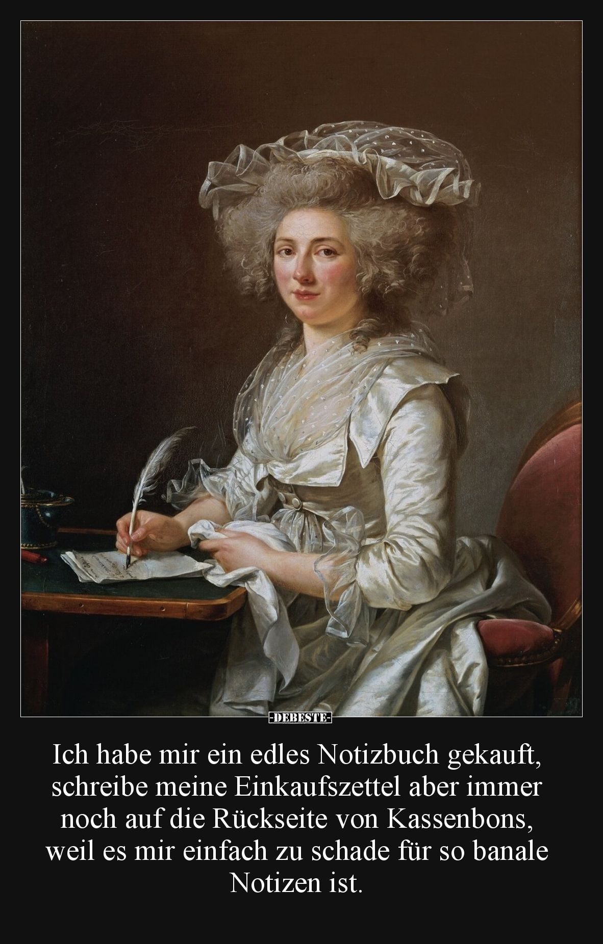 Ich habe mir ein edles Notizbuch gekauft, schreibe meine Einkaufszettel aber immer noch auf die Rückseite von Kassenbons, wei...