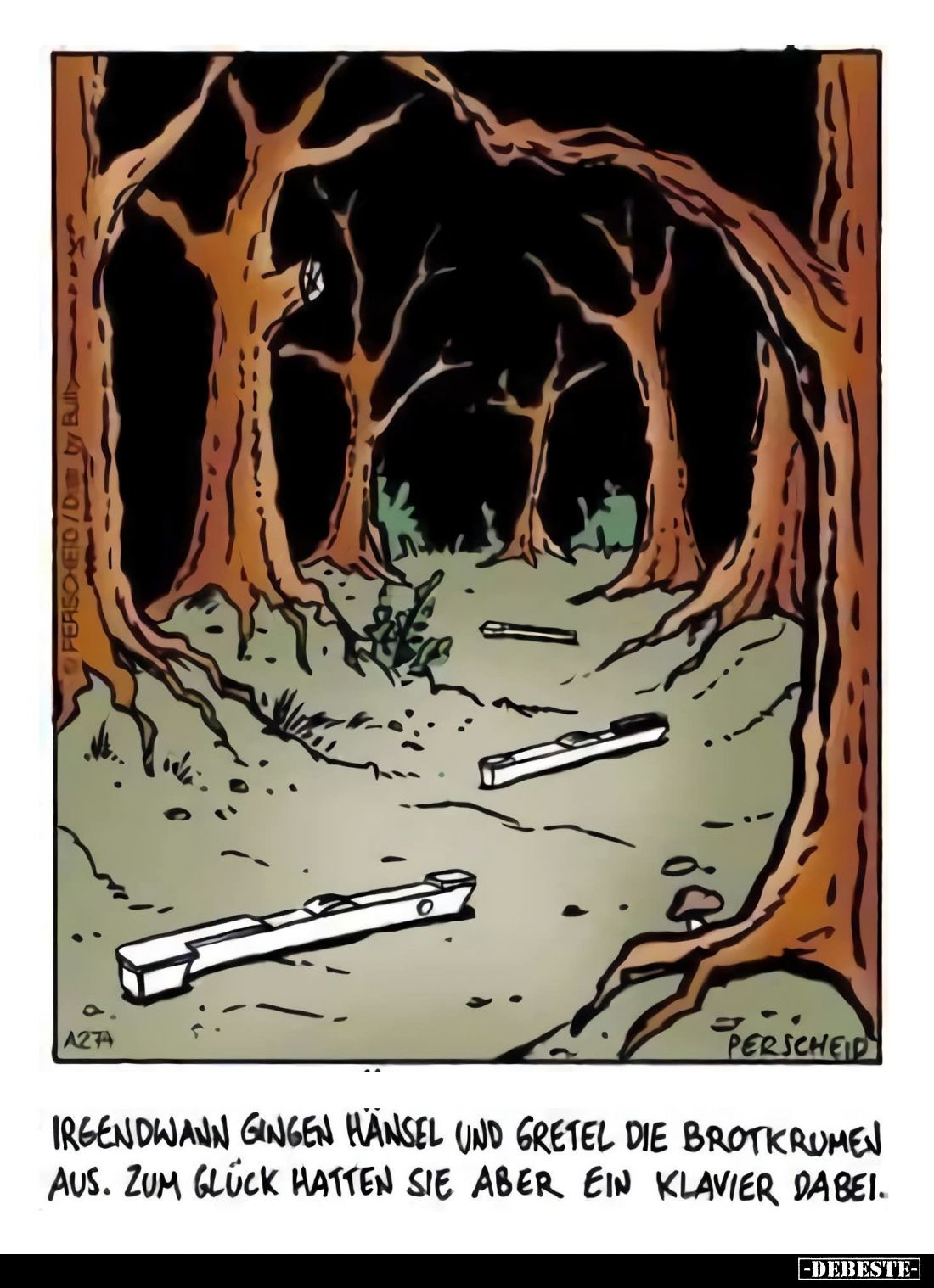 Irgendwann gingen Hänsel und Gretel die Brotkrumen aus. Zum Glück hatten sie aber ein Klavier dabei.