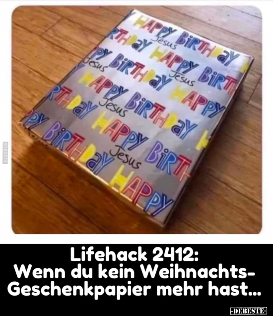 Lifehack 2412: Wenn du kein Weihnachtsgeschenkpapier.. - Lustige Bilder | DEBESTE.de