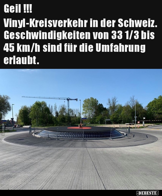 Geil !!! Vinyl-Kreisverkehr in der Schweiz... - Lustige Bilder | DEBESTE.de