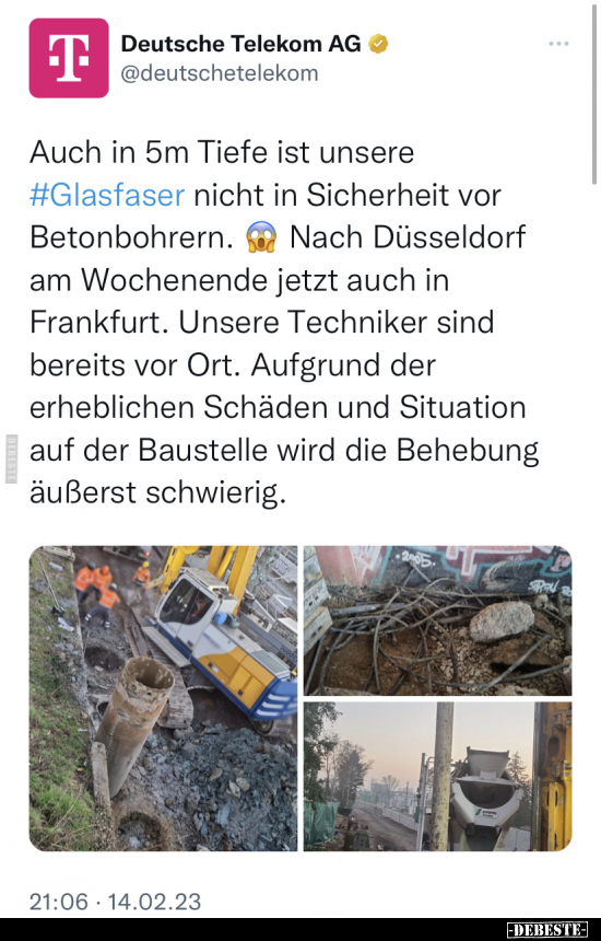 Auch in 5m Tiefe ist unsere Glasfaser nicht in Sicherheit.. - Lustige Bilder | DEBESTE.de