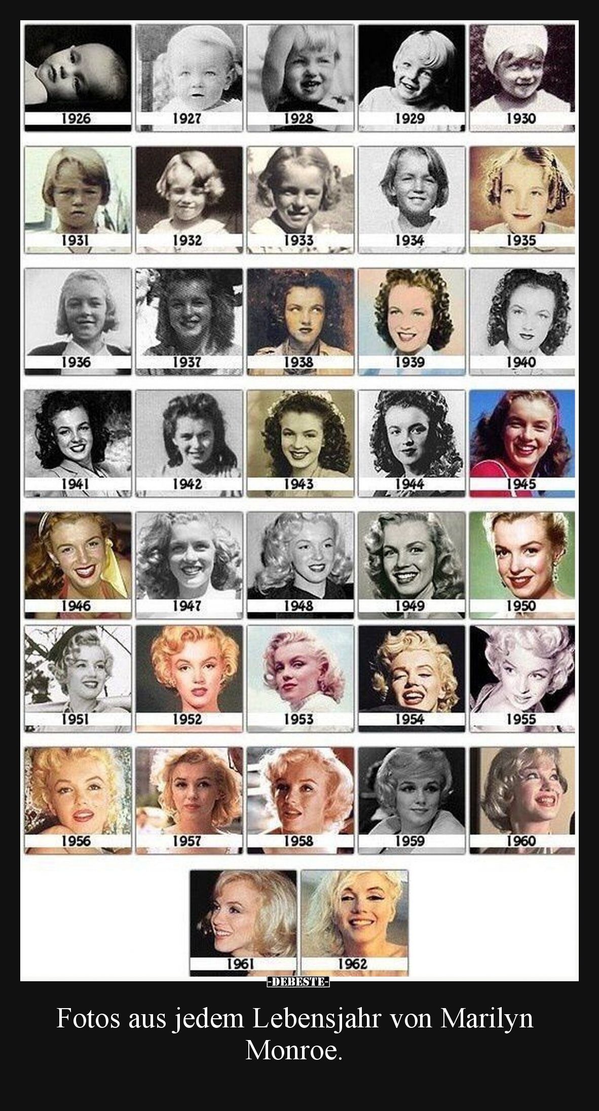 Fotos aus jedem Lebensjahr von Marilyn Monroe.