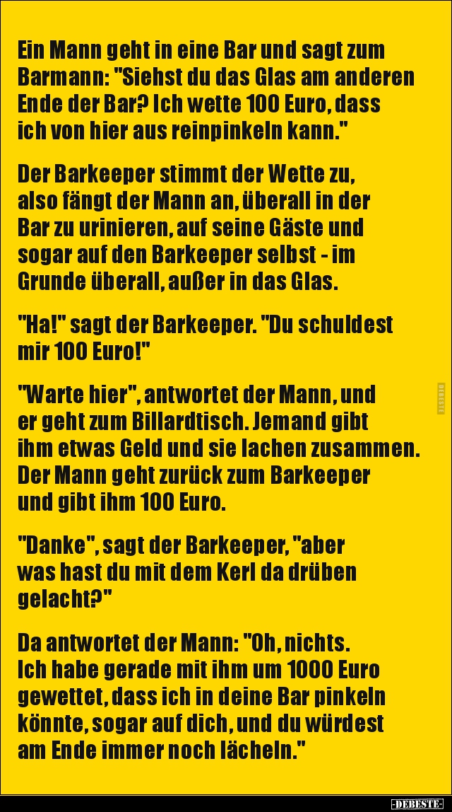Ein Mann geht in eine Bar und sagt zum Barmann.. - Lustige Bilder | DEBESTE.de