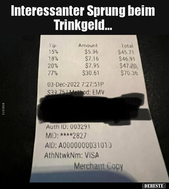 Interessanter Sprung beim Trinkgeld... - Lustige Bilder | DEBESTE.de