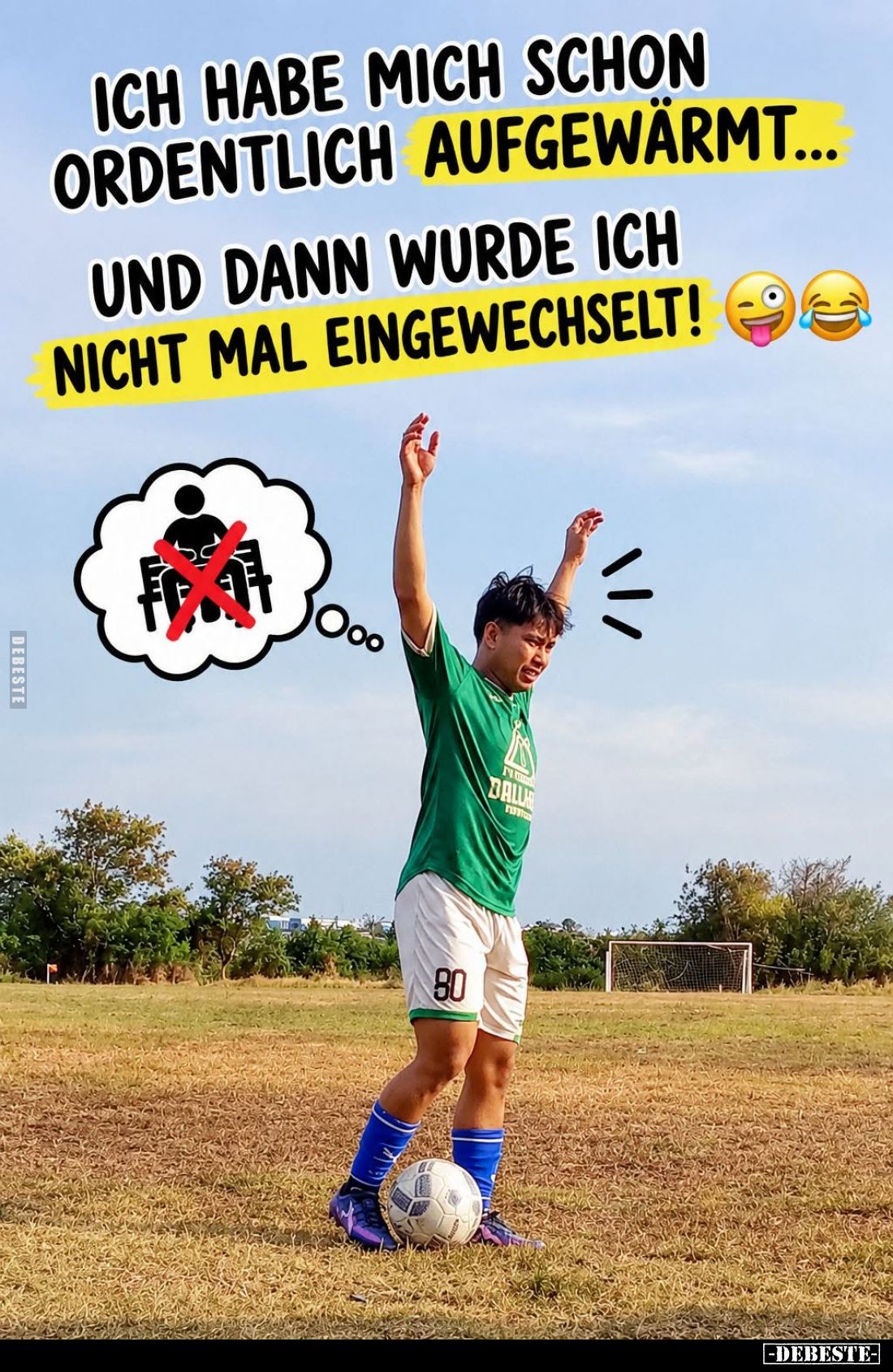 Ich habe mich schon ordentlich aufgewärmt...
Und dann wurde ich nicht mal eingewechselt!