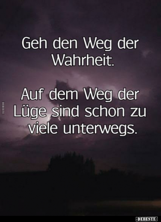 Geh den Weg der Wahrheit. Auf dem Weg der Lüge sind schon.. - Lustige Bilder | DEBESTE.de