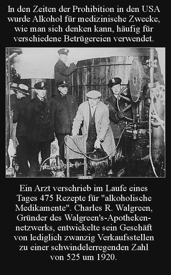 In den Zeiten der Prohibition in den USA wurde Alkohol für.. - Lustige Bilder | DEBESTE.de