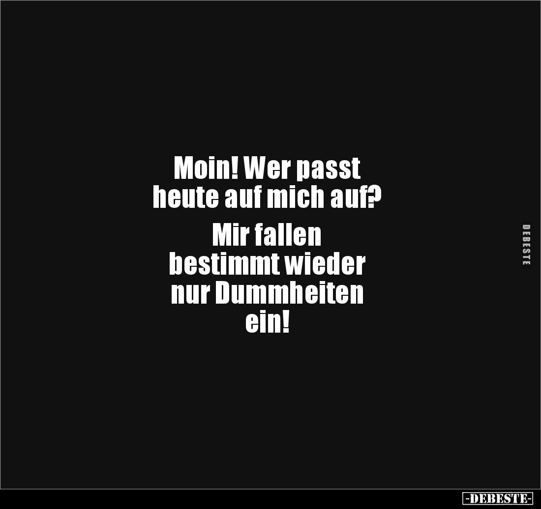 Moin! Wer passt 
heute auf mich auf?

Mir fallen
bestimmt wieder 
nur Dummheiten 
ein!