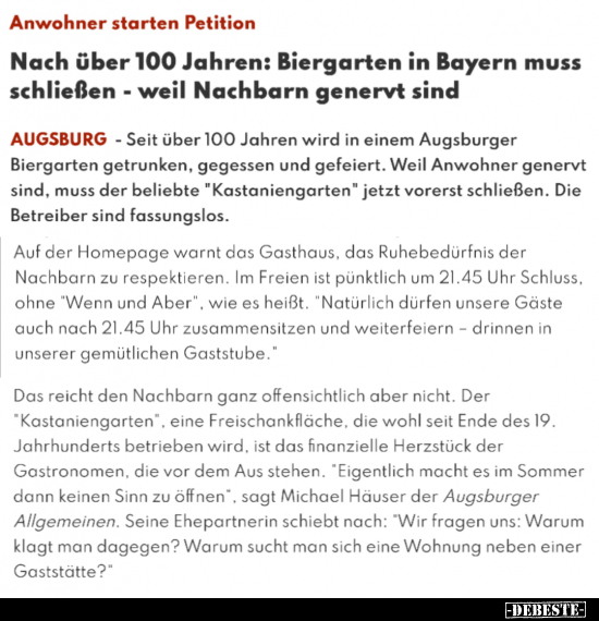 Nach über 100 Jahren: Biergarten in Bayern muss schließen.. - Lustige Bilder | DEBESTE.de