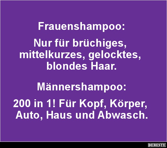 Frauenshampoo / Männershampoo - Lustige Bilder | DEBESTE.de