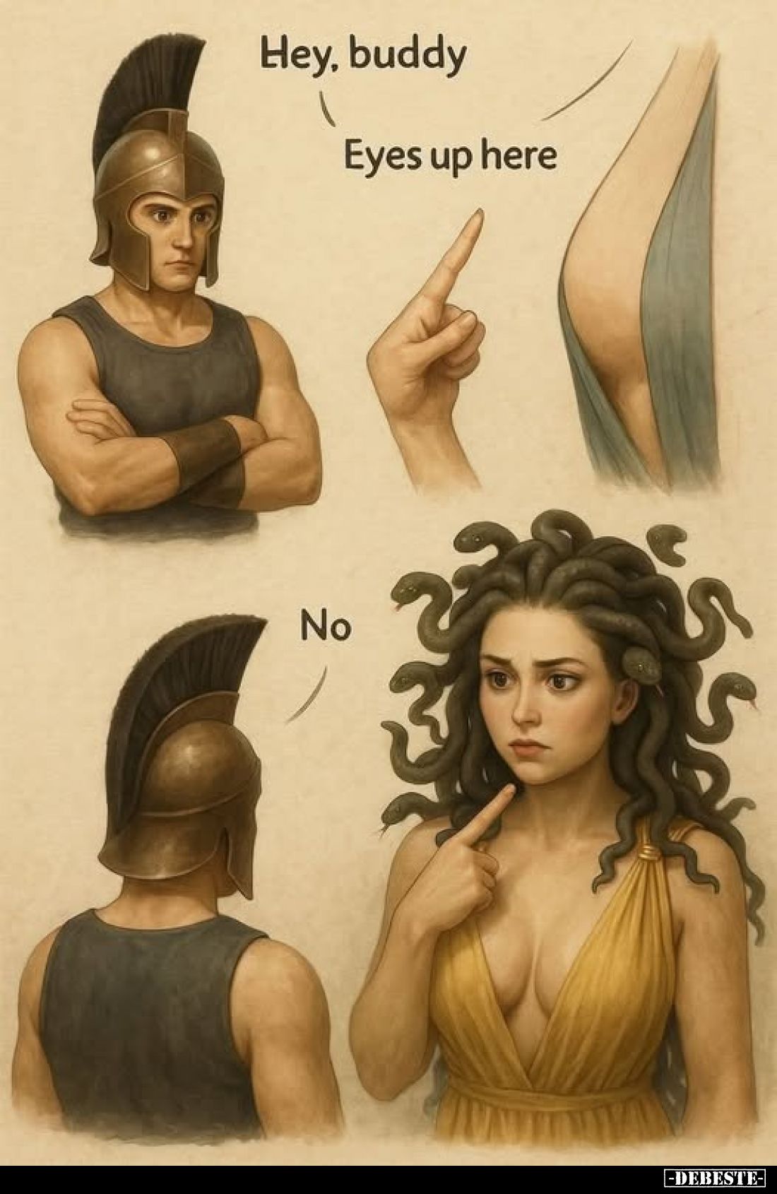 Hey, buddy.
Eyes up here. -
No.