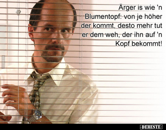 Ärger is wie 'n Blumentopf: Von je höher der kommt..